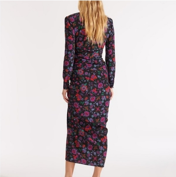 NWT Veronica Beard Selena Floral Sheath Maxi Ruched Silk Dress, size 20 - Picture 9 of 15